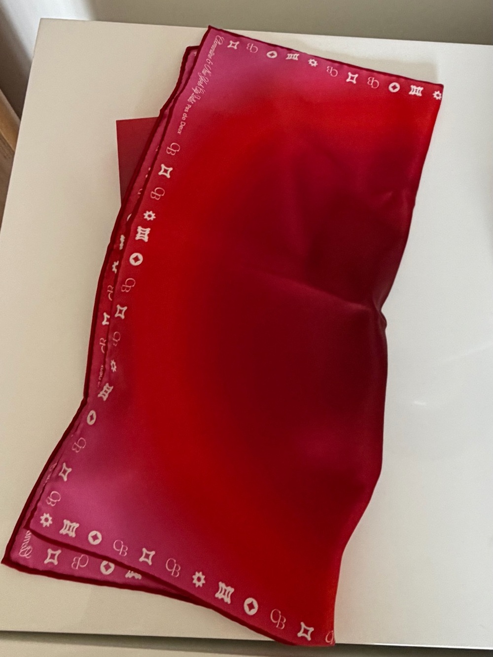 Giftable Ombré Red Gradient Organic Silk Scarf NYC Ballet - Picture 3 of 7